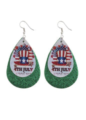 Flag Day Theme Printed Flag Water Drop Creativity Earrings