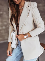 Women's Blazers Lapel Double-Breasted Long Sleeve Blazer