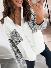 Women's Blouses Long Sleeve Leopard Print Lapel Blouse