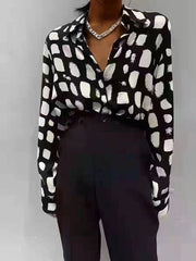 Women's Blouses Printed Long Sleeve Collar Blouse