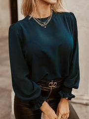 Women's Blouses Versatile Commuter Solid Long Sleeve Blouse