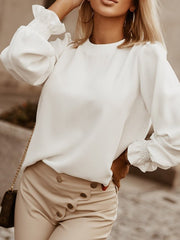 Women's Blouses Versatile Commuter Solid Long Sleeve Blouse