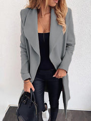 Women's Coats Fashion Lace Up Lapel Pure Wool Coat