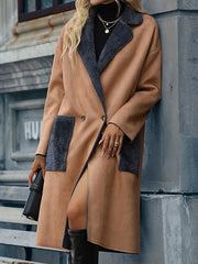 Women's Coats Faux Fur Notched Lapel Pocket Coat
