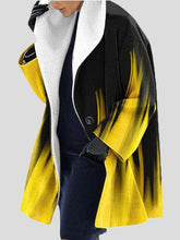 Women's Coats Printed Lapel Long Sleeve Hooded Woolen Coat