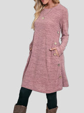 Women's Dresses Buttoned Round Neck Long Sleeve Dress