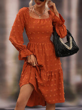 Women's Dresses Jacquard Square Neck Long Sleeve Chiffon Dress