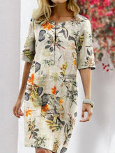 Women's Dresses Vintage Floral Round Neck Half Sleeve Dress