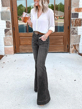 Women's Jeans Fashion Pockets Slim Wide-Leg Jeans