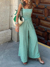 Women's Jumpsuits Casual Check Print Sleeveless Wide-Leg Jumpsuit