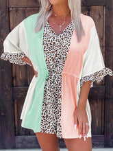 Women's Jumpsuits Leopard Tricolor V-Neck Ruffle Sleeve Jumpsuits