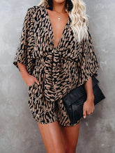 Women's Jumpsuits Loose V-Neck Tie Pocket Jumpsuit