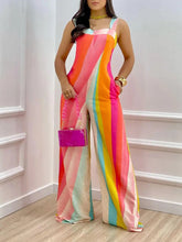 Women's Jumpsuits Multicolor Print Pocket Wide-Leg Jumpsuit