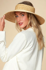 Boho Hat, Sun Hat, Beach Hat, Wide Brim Straw Hat 10 cm, Shade Visor Beige