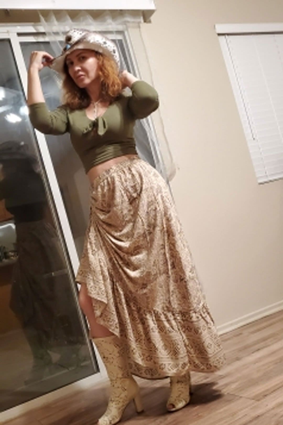 Boho Skirt, Hippie Skirts, Midi Skirt, Brown Floral Lion