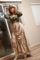 Boho Skirt, Hippie Skirts, Midi Skirt, Brown Floral Lion