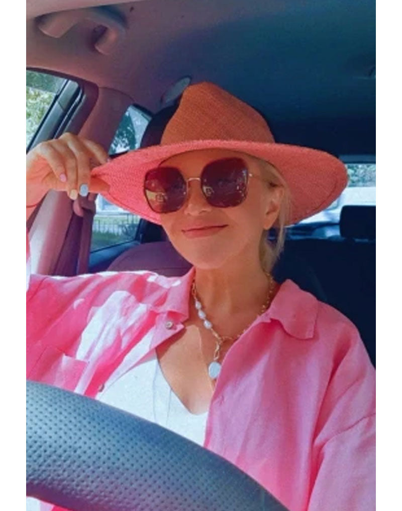 Boho Hat, Sun Hat, Beach Hat, Sisal Straw Fedora, Jazz Hat, Anna Beige, Pink and Black