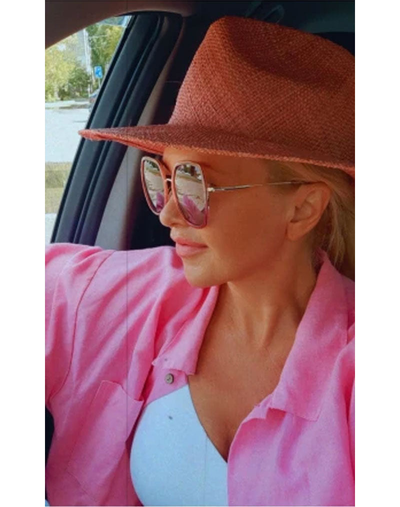Boho Hat, Sun Hat, Beach Hat, Sisal Straw Fedora, Jazz Hat, Anna Beige, Pink and Black