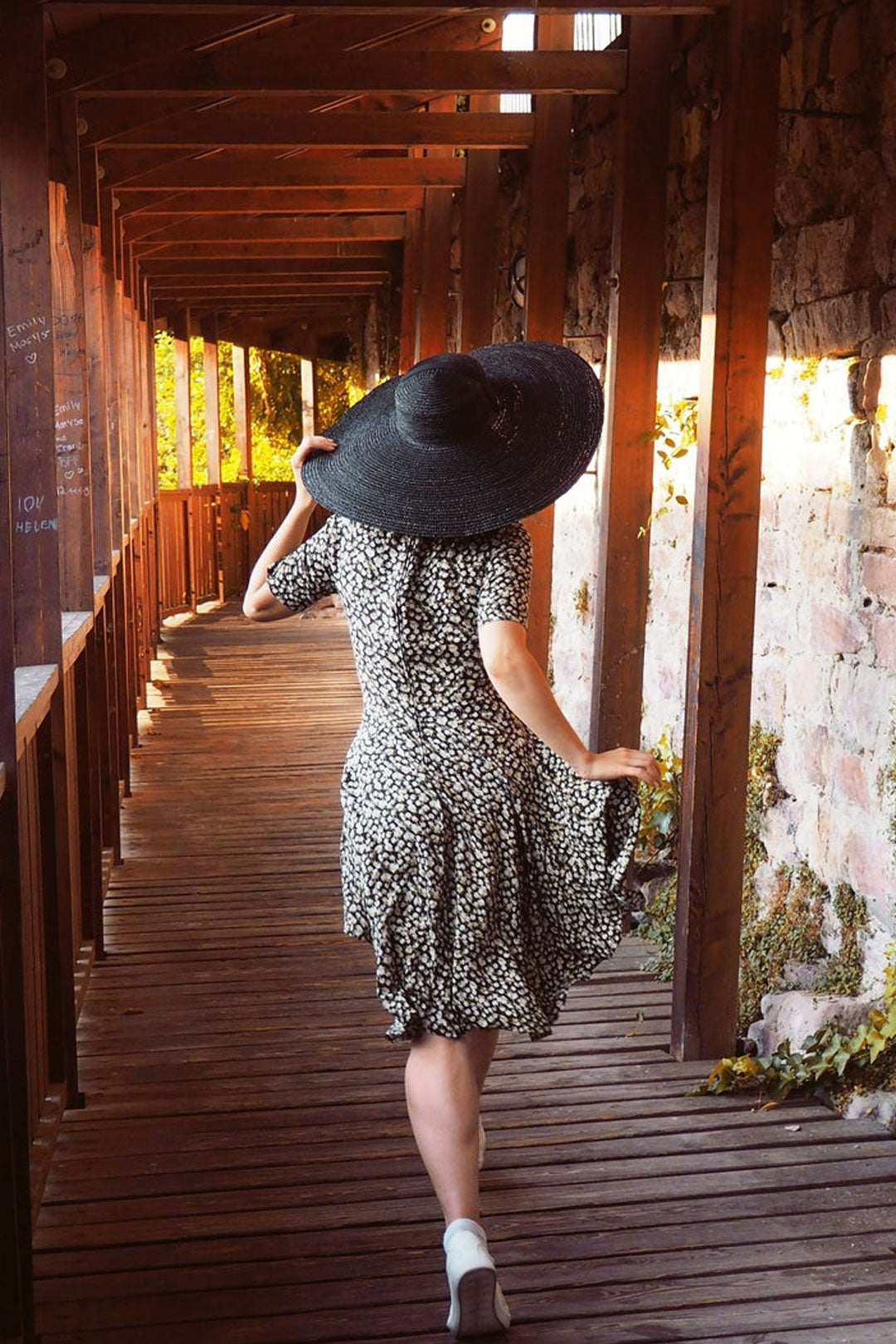 Boho Hat, Sun Hat, Beach Hat, Wide Brim Straw Hat 10-18 cm, Ribbon in Black