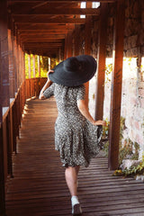 Boho Hat, Sun Hat, Beach Hat, Wide Brim Straw Hat 10-18 cm, Ribbon in Black
