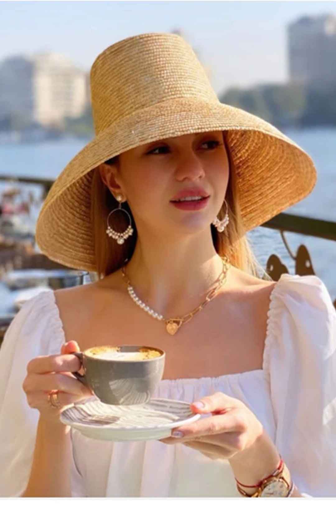 Boho Hat, Sun Hat, Beach Hat, Wide Brim Straw Hat, High Crown