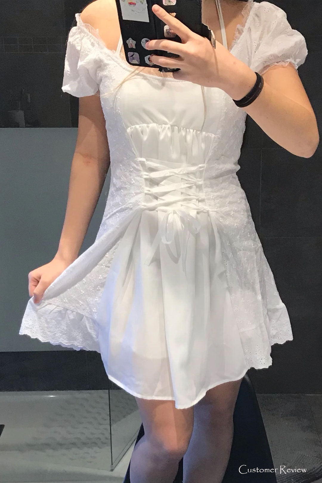Boho Mini Dress Amelia in White