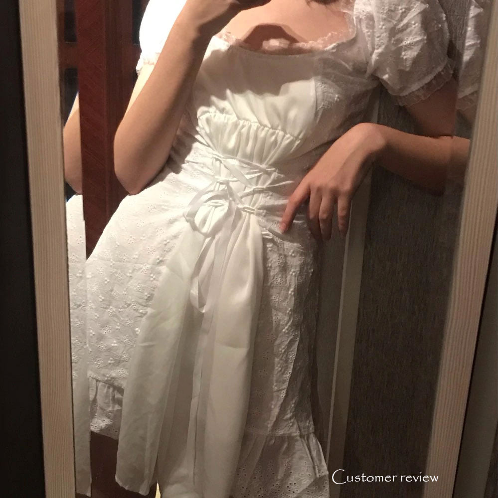 Boho Mini Dress Amelia in White