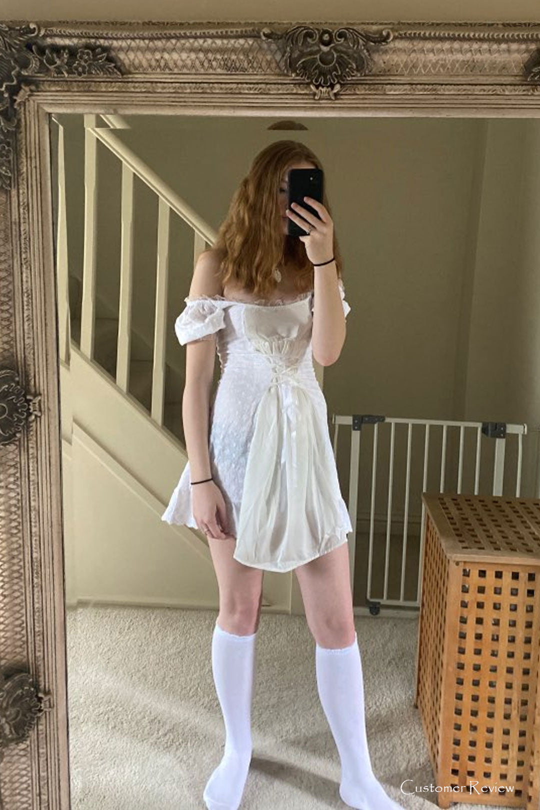Boho Mini Dress Amelia in White