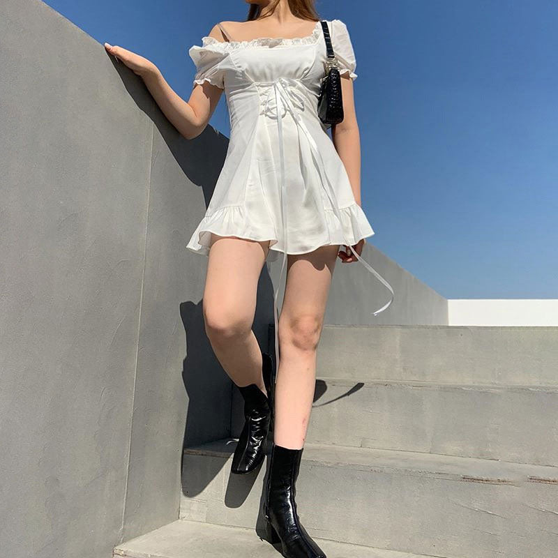 Boho Mini Dress Amelia in White