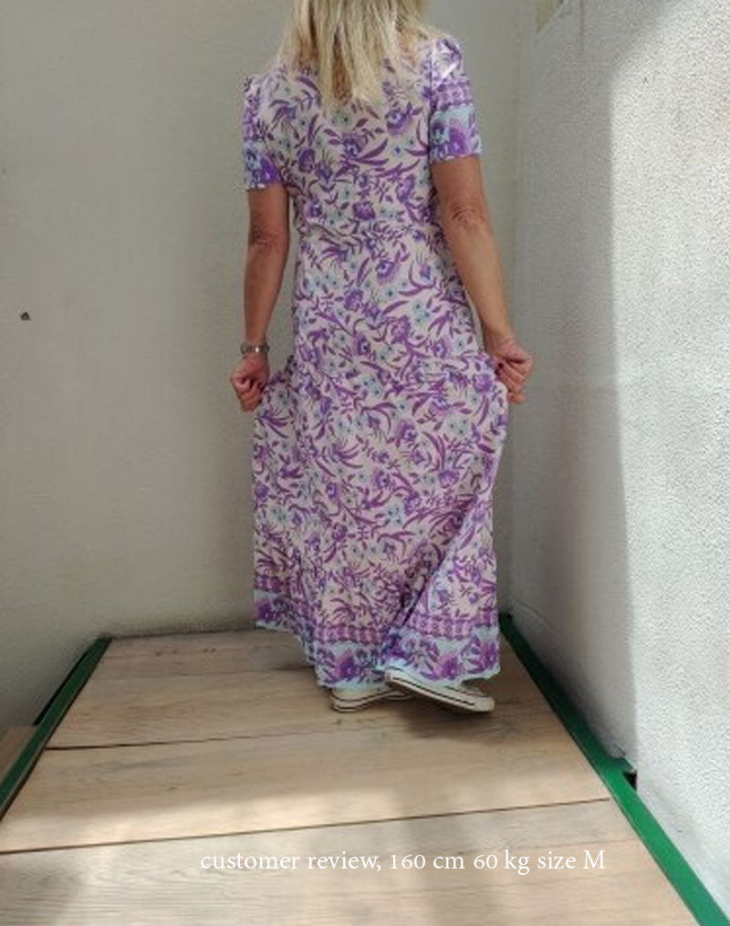 Boho Maxi Dress, Sundress, Wild Floral in Purple Lavender