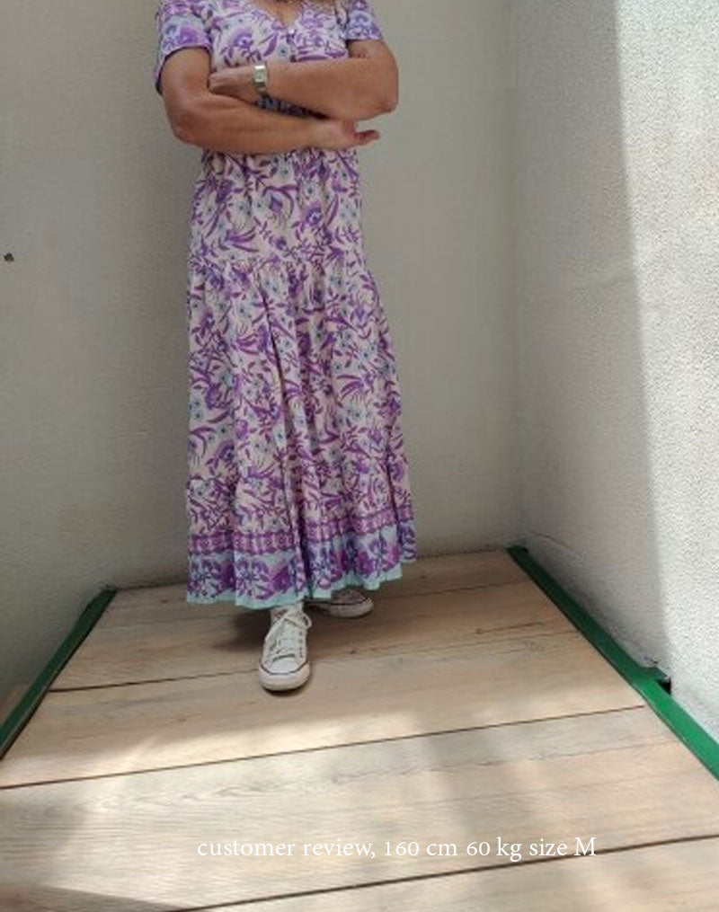 Boho Maxi Dress, Sundress, Wild Floral in Purple Lavender