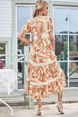 Boho Midi Dress, Tropical Forest in Dry Leave