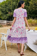 Boho Midi Dress, Sundress, Purple Verbena