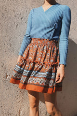 Boho Skirt, Hippie Skirts, Mini Skirt, Yellow Tiger