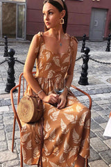 Vintage Dress, Boho Midi Dress, Dress, Strappy, Sand and Black Fern