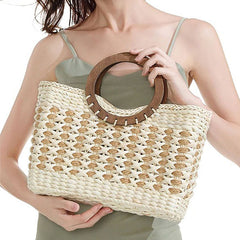 Boho Bag, Woven Straw Basket Bag,  Brown Beige Rattan Bag