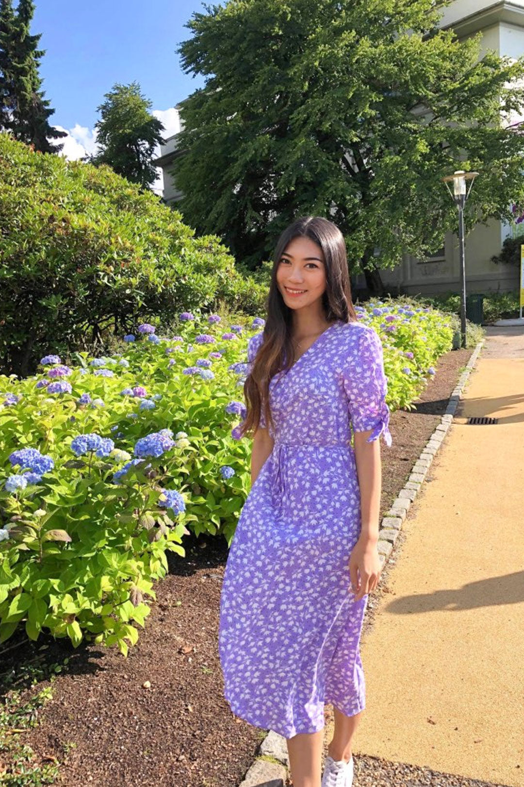 Vintage Dress, Boho Midi Dress, Dress, Wrap Dress, Flower Child Iris Purple