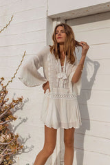 Boho Boho Mini Dress, Beach Dress, Cover up Dress,  White Tunic Malisa