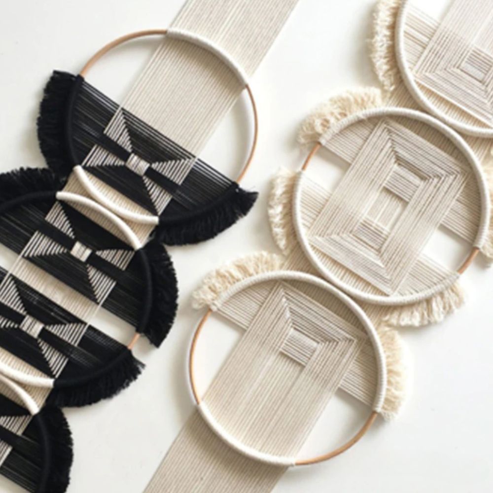 Boho Macrame Wall Hanging - Home Handcrafted Wooden Round Mandala