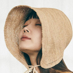 Boho Hat, Beach Sun Hat, Beige Grass Raffia Retro French Hat, Lady Bette