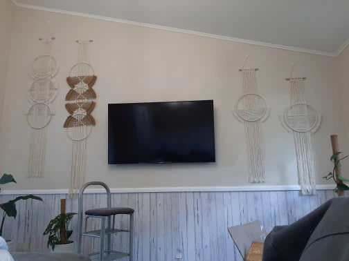 Boho Macrame Wall Hanging - Home Handcrafted Wooden Round Mandala