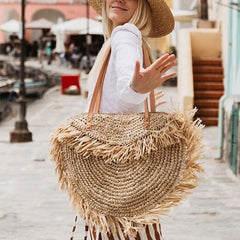 Boho Bag, Woven Straw Handbag, Rosalyn Tote