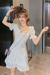 Boho > Vintage Dress, Boho Mini Dress, Sara White Lace