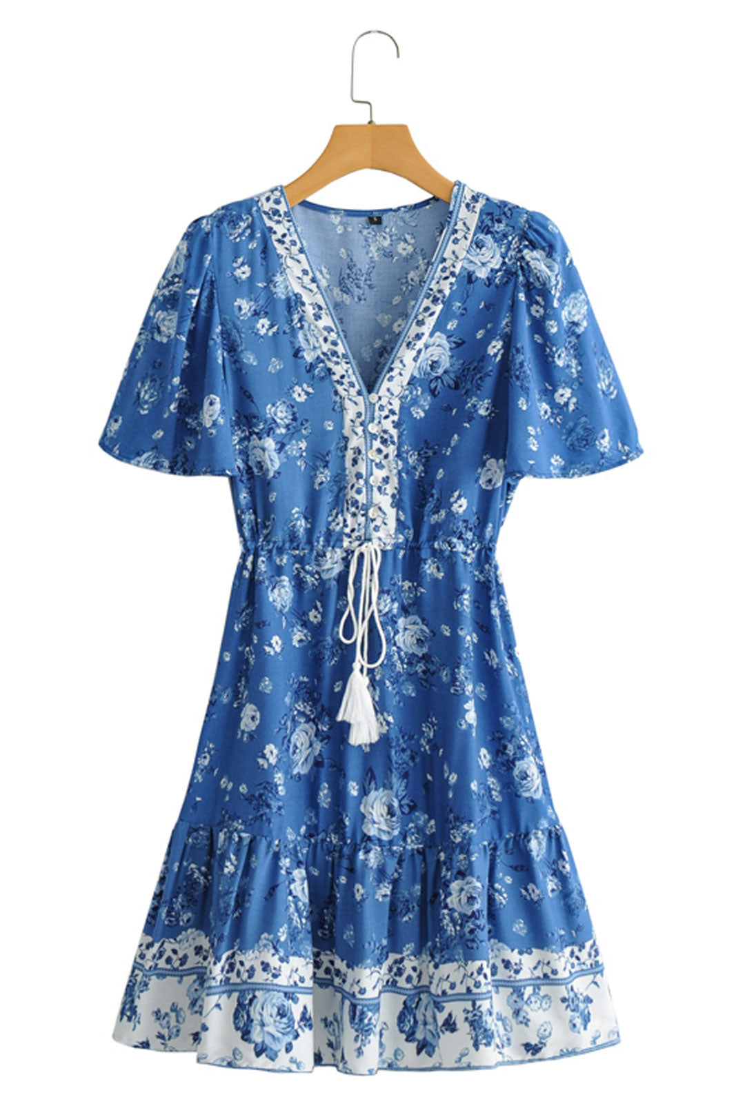 Boho Mini Dress Sundress, Vacation in Blue Sea
