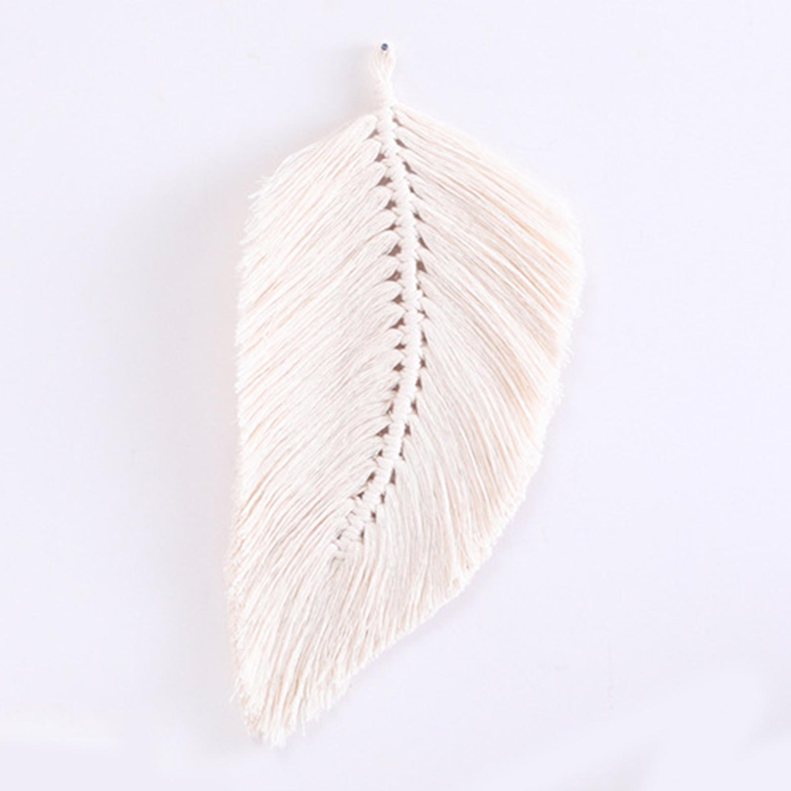 Boho Macrame Feather Wall Hanging - Handcrafted Big Leaf - Bohemian Home Decor