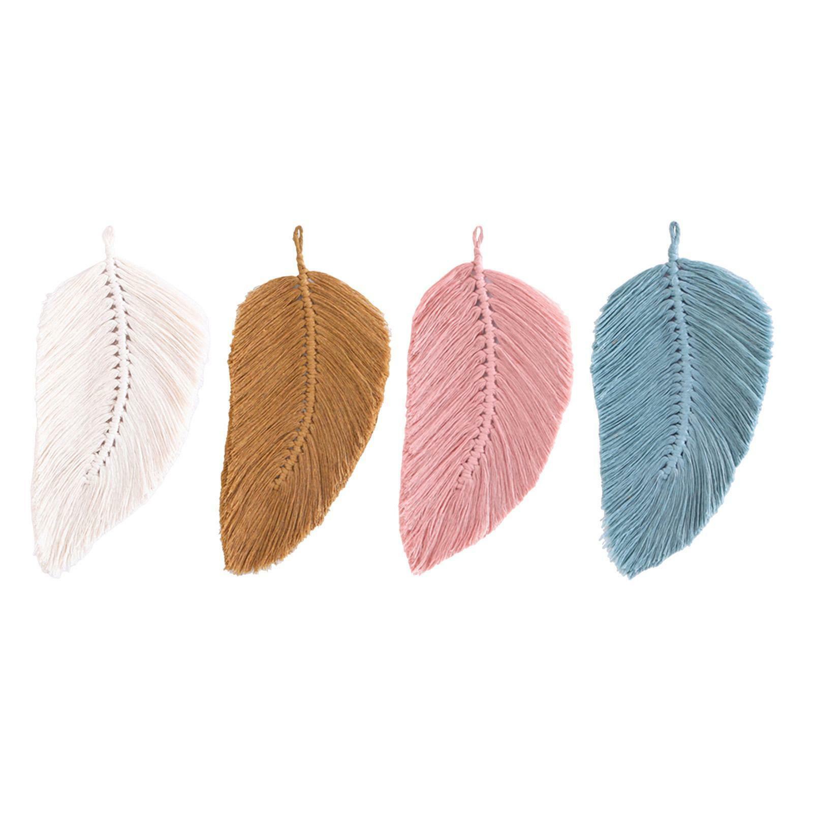 Boho Macrame Feather Wall Hanging - Handcrafted Big Leaf - Bohemian Home Decor