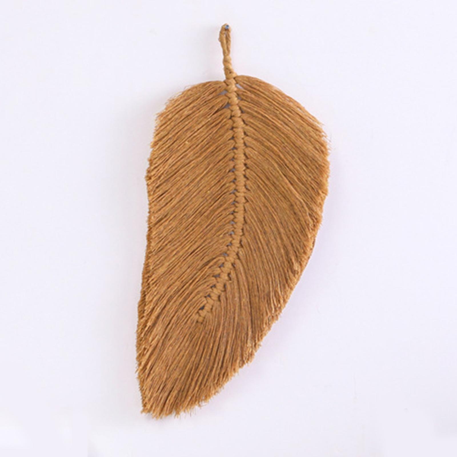 Boho Macrame Feather Wall Hanging - Handcrafted Big Leaf - Bohemian Home Decor