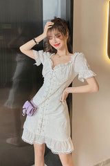 Boho > Vintage Dress, Boho Mini Dress, Sara White Lace