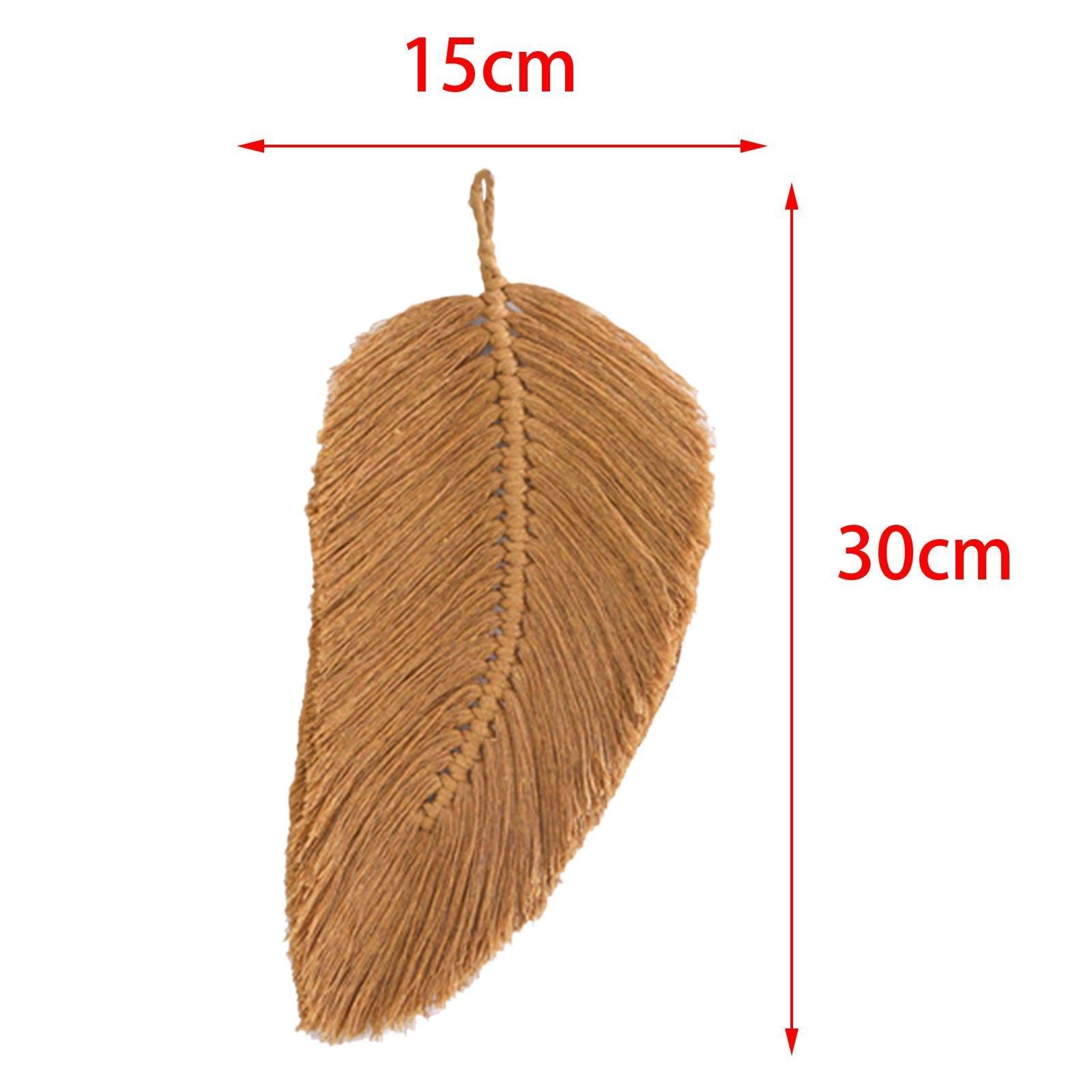 Boho Macrame Feather Wall Hanging - Handcrafted Big Leaf - Bohemian Home Decor
