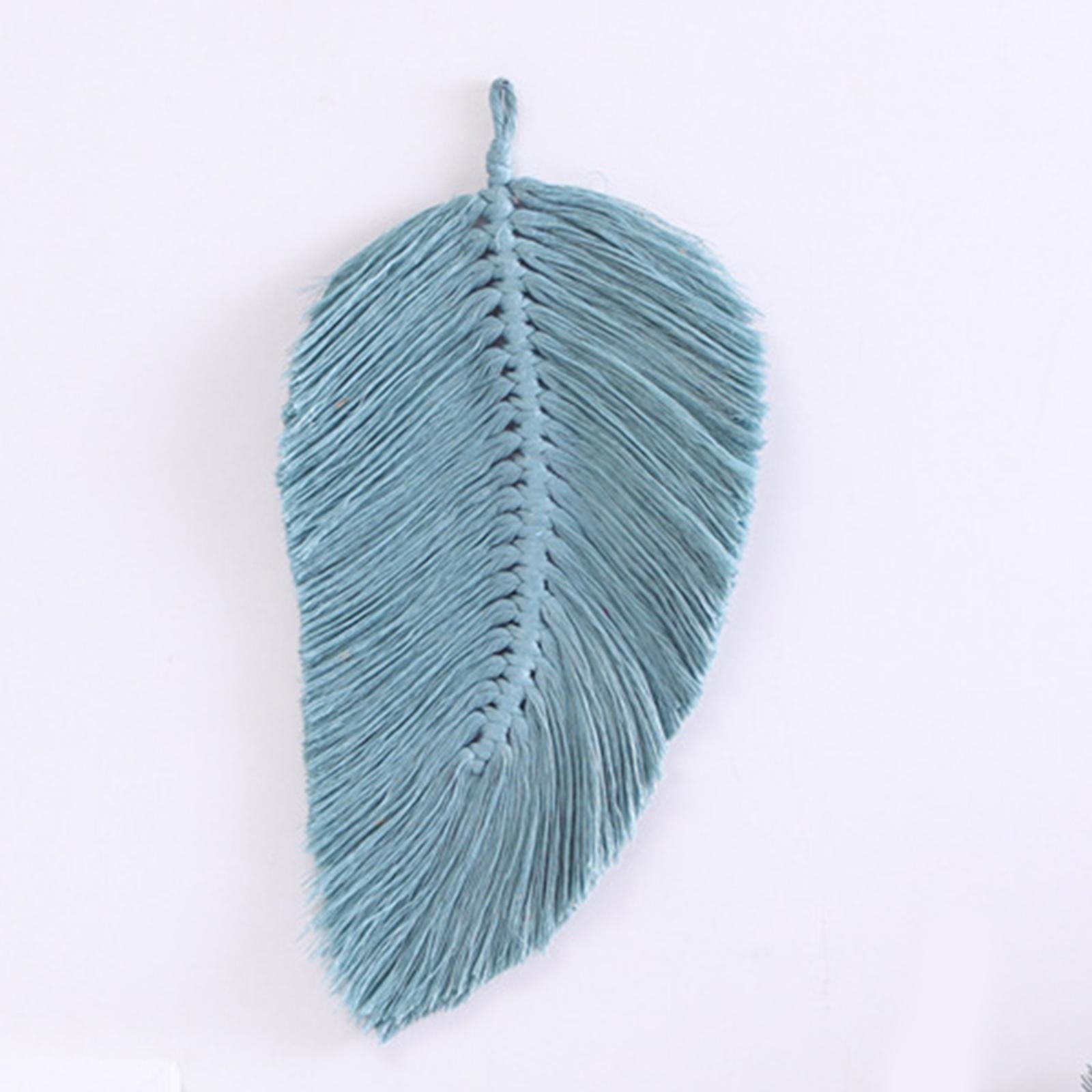 Boho Macrame Feather Wall Hanging - Handcrafted Big Leaf - Bohemian Home Decor